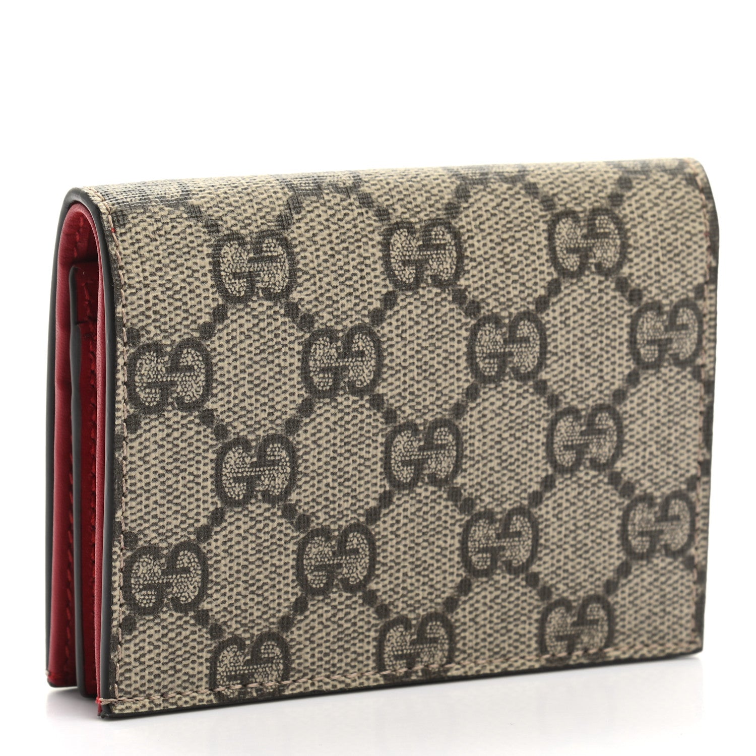 Gucci GG Supreme Monogram Cherry Embellished Card Case Wallet Hibiscus Red 3 of 8