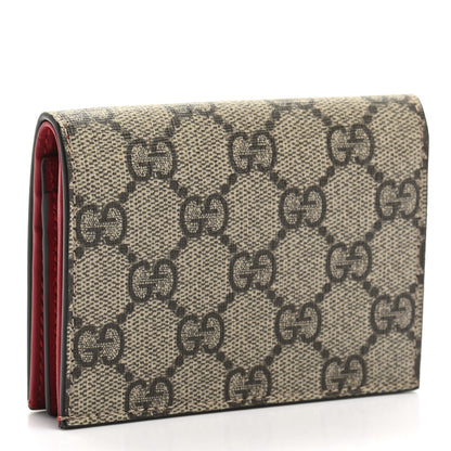 Gucci GG Supreme Monogram Cherry Embellished Card Case Wallet Hibiscus Red 3 of 8