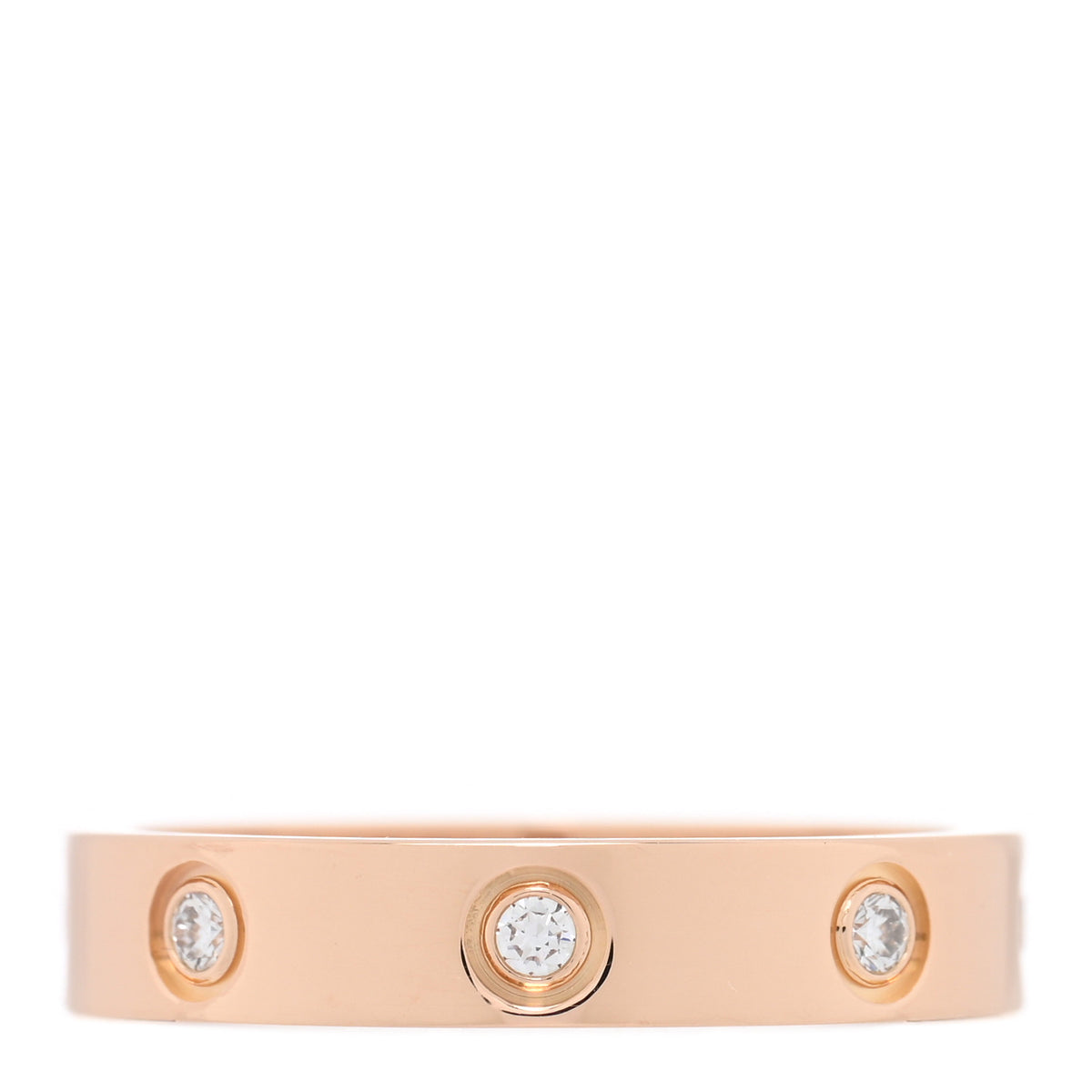 Cartier 18K Pink Gold 8 Diamond 4mm LOVE Wedding Band Ring 54 7 3 of 4