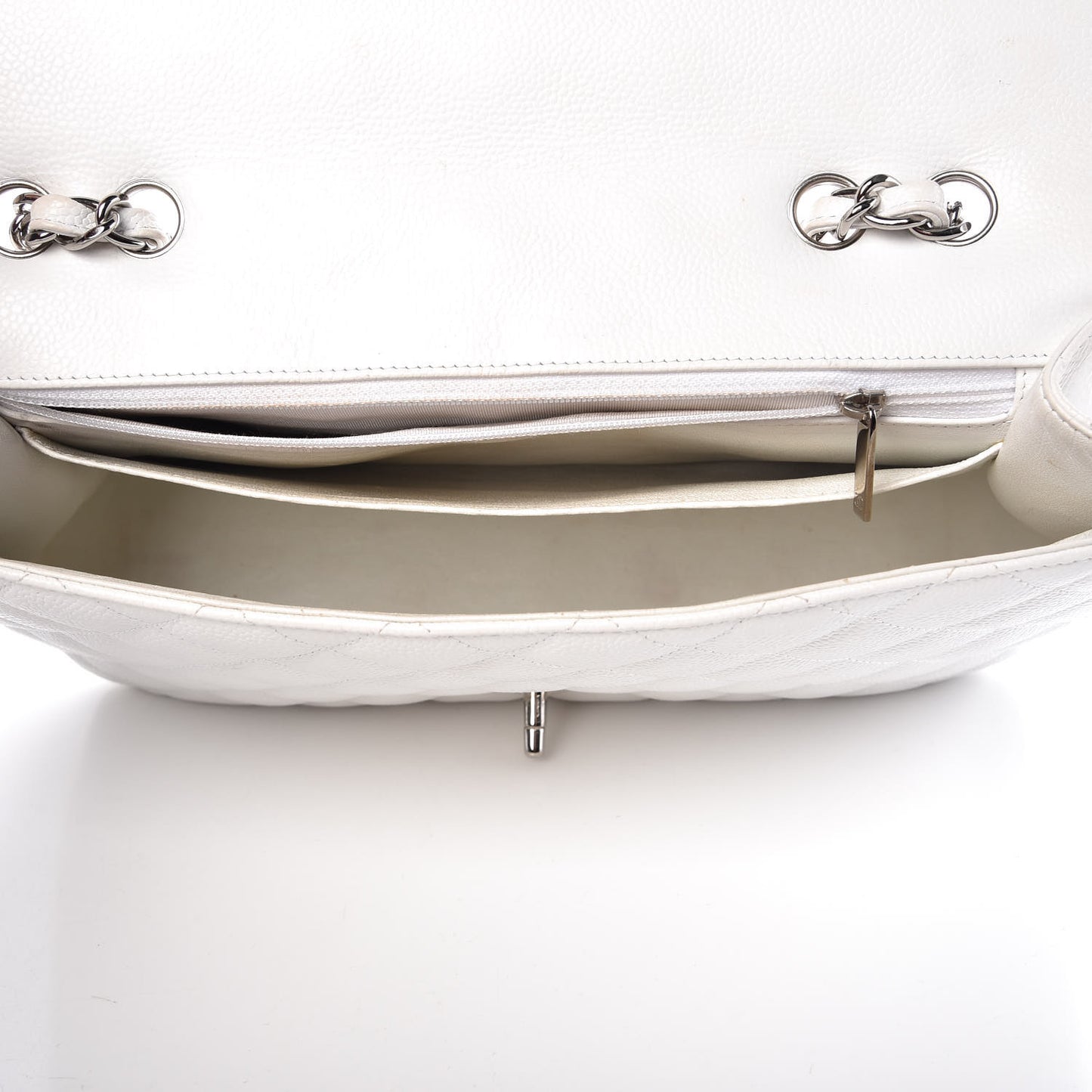 Caviar Quilted Jumbo Single Flap White