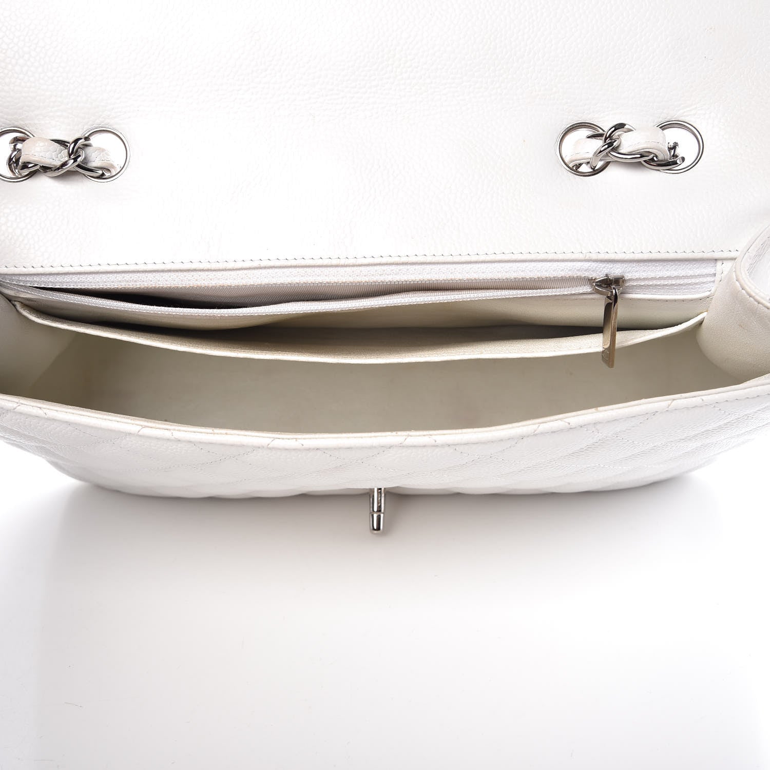 Chanel Caviar Quilted Jumbo Single Flap White 5 of 17