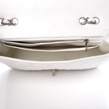 Chanel Caviar Quilted Jumbo Single Flap White 5 of 17