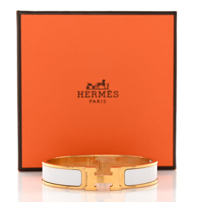 Hermes Enamel Narrow Clic Clac H Bracelet GM White 5 of 5