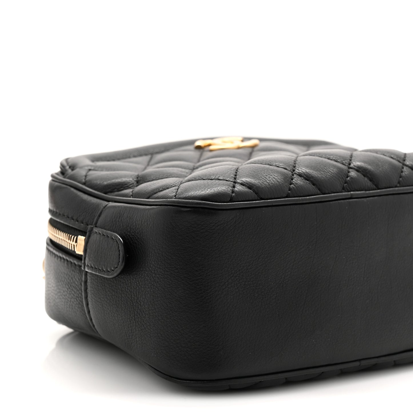 Calfskin Quilted CC Small Vanity Case Black