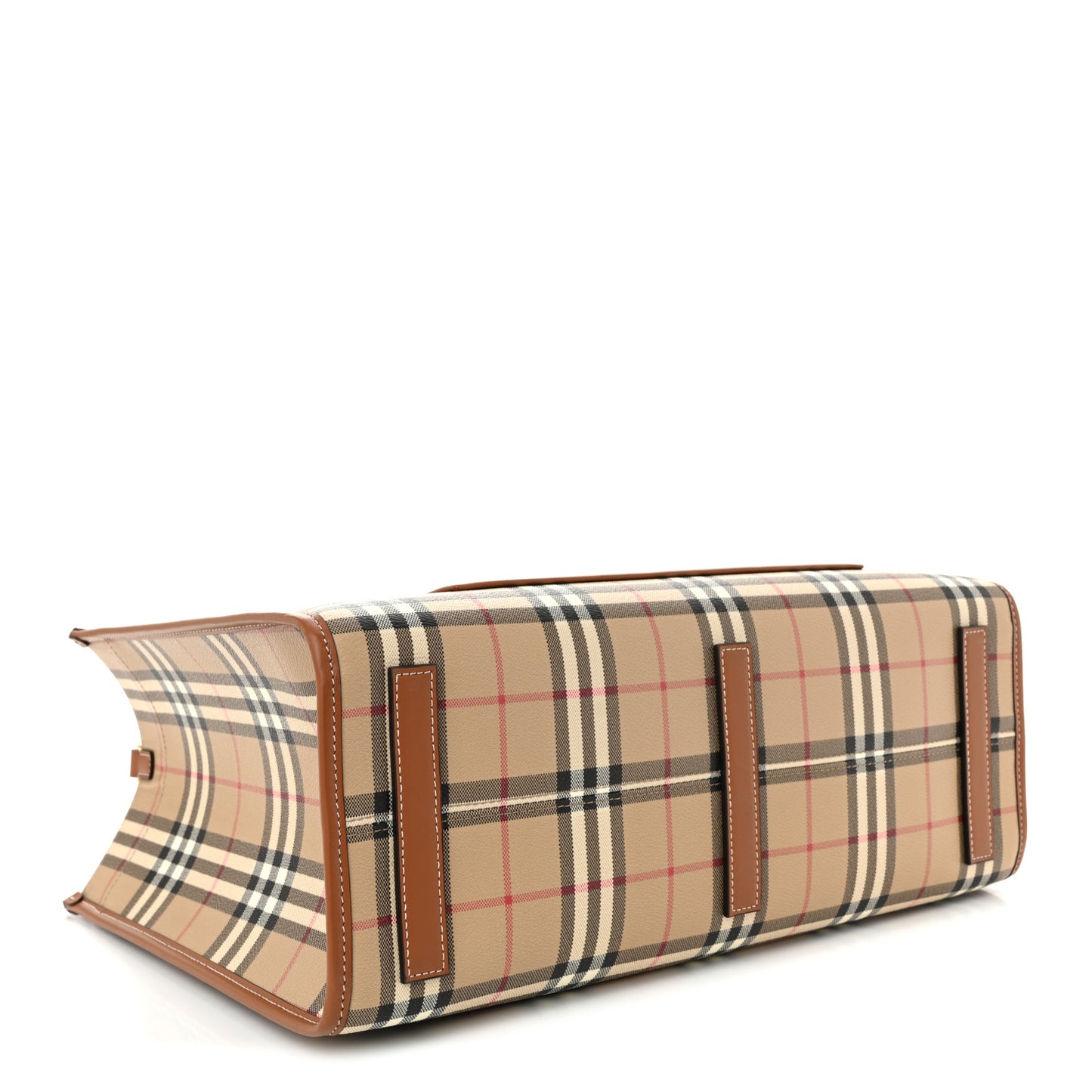 Canvas Vintage Check Calfskin Medium Freya Tote Briar Brown