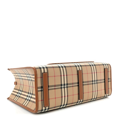 Burberry Canvas Vintage Check Calfskin Medium Freya Tote Briar Brown 4 of 13