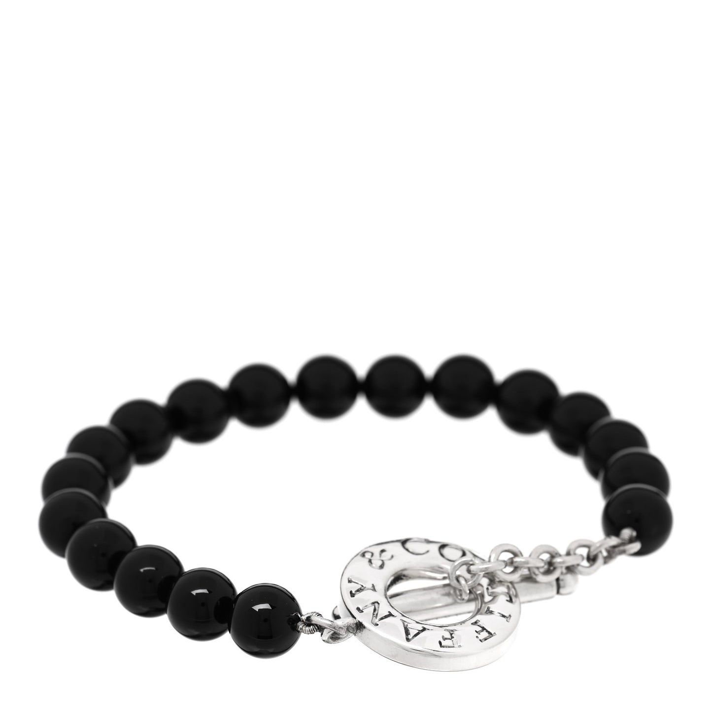 Sterling Silver Black Onyx Bead Toggle Bracelet
