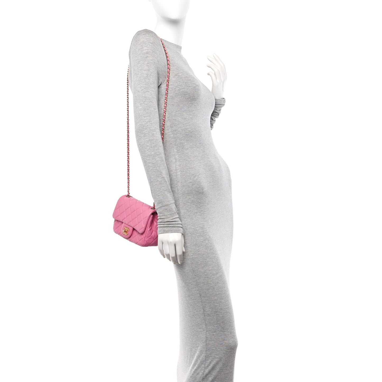 Lambskin Quilted Mini Pearl Crush Flap Pink