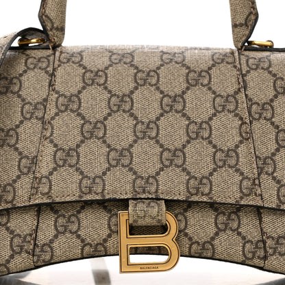 Balenciaga X GUCCI GG Supreme Monogram Small Hourglass Top Handle Bag Beige Ebony 9 of 11