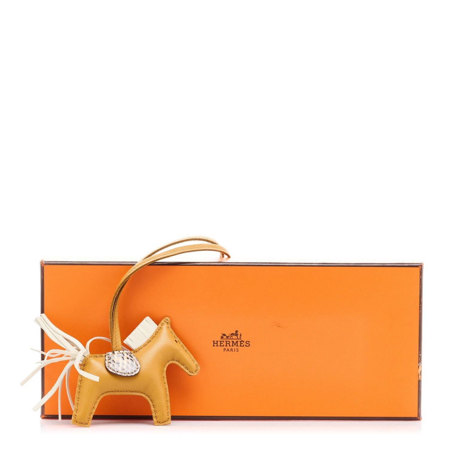 Hermes Milo Lambskin Lizard Touch Grigri Rodeo Horse Bag Charm PM Sesame Craie Desert 4 of 4