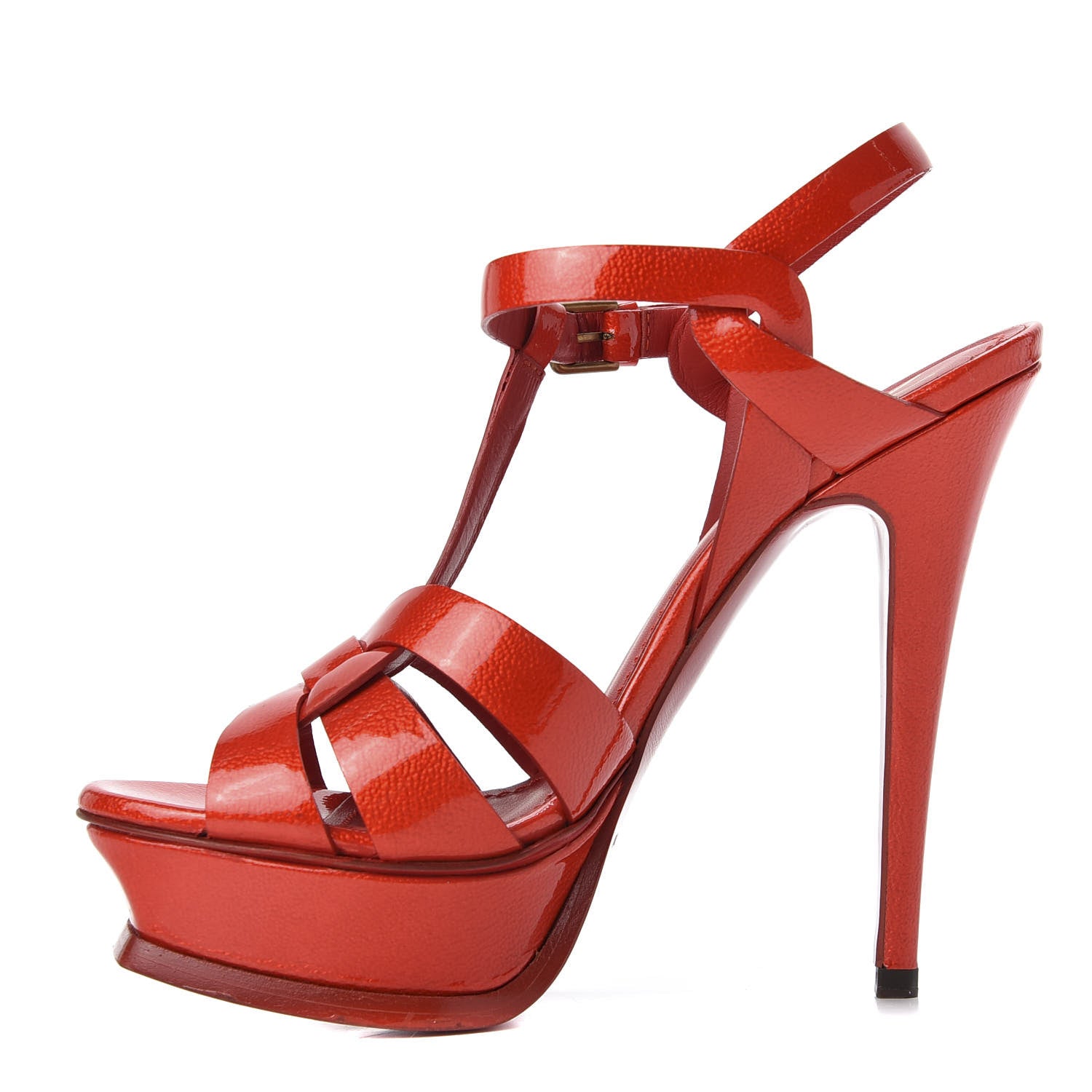 Saint Laurent Patent Tribute 105 Platform Sandals 36.5 Red 1 of 10