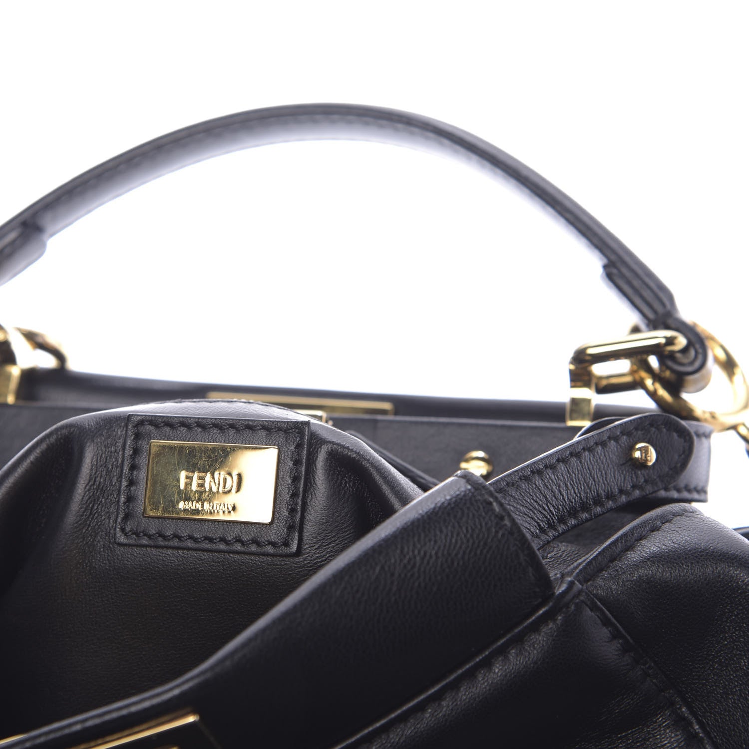 Fendi Nappa Mini Peekaboo Iconic Satchel Black 8 of 10