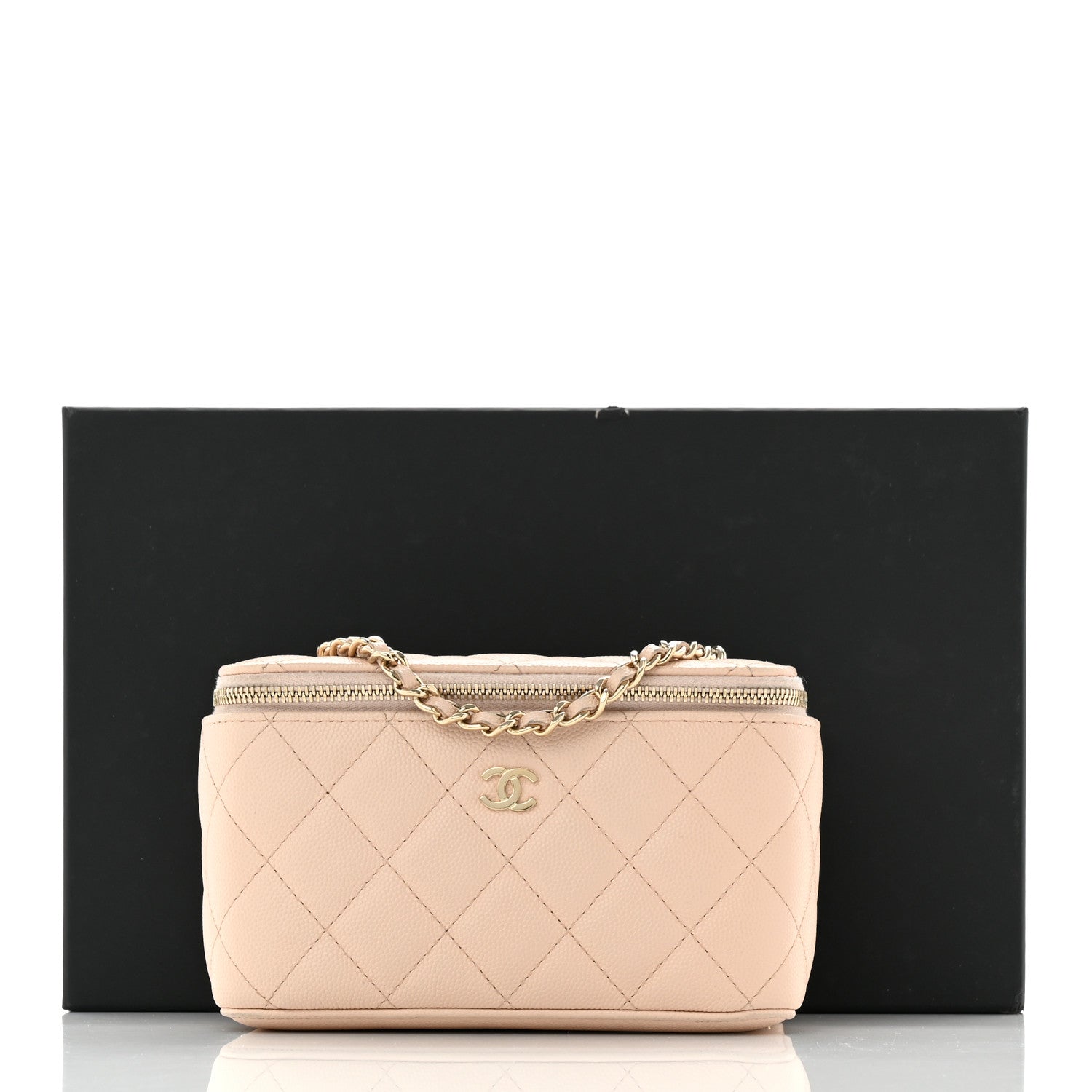 Chanel Caviar Quilted Small Vanity Case With Chain Light Beige 13 of 13