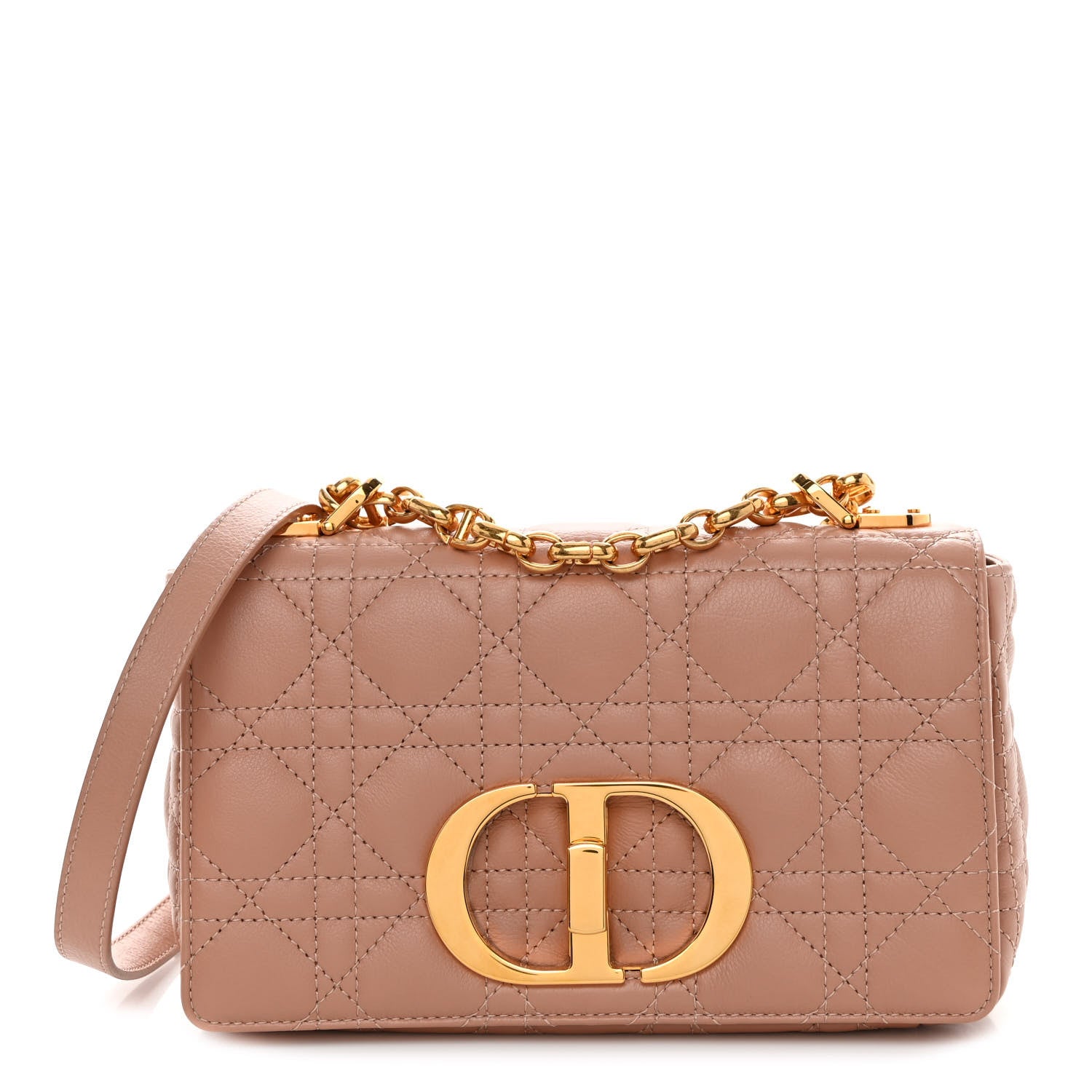 Christian Dior Calfskin Cannage Small Caro Bag Rose De Vents 1 of 10