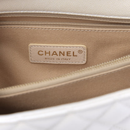 Chanel Iridescent Caviar Quilted Small Coco Handle Flap White 9 of 11