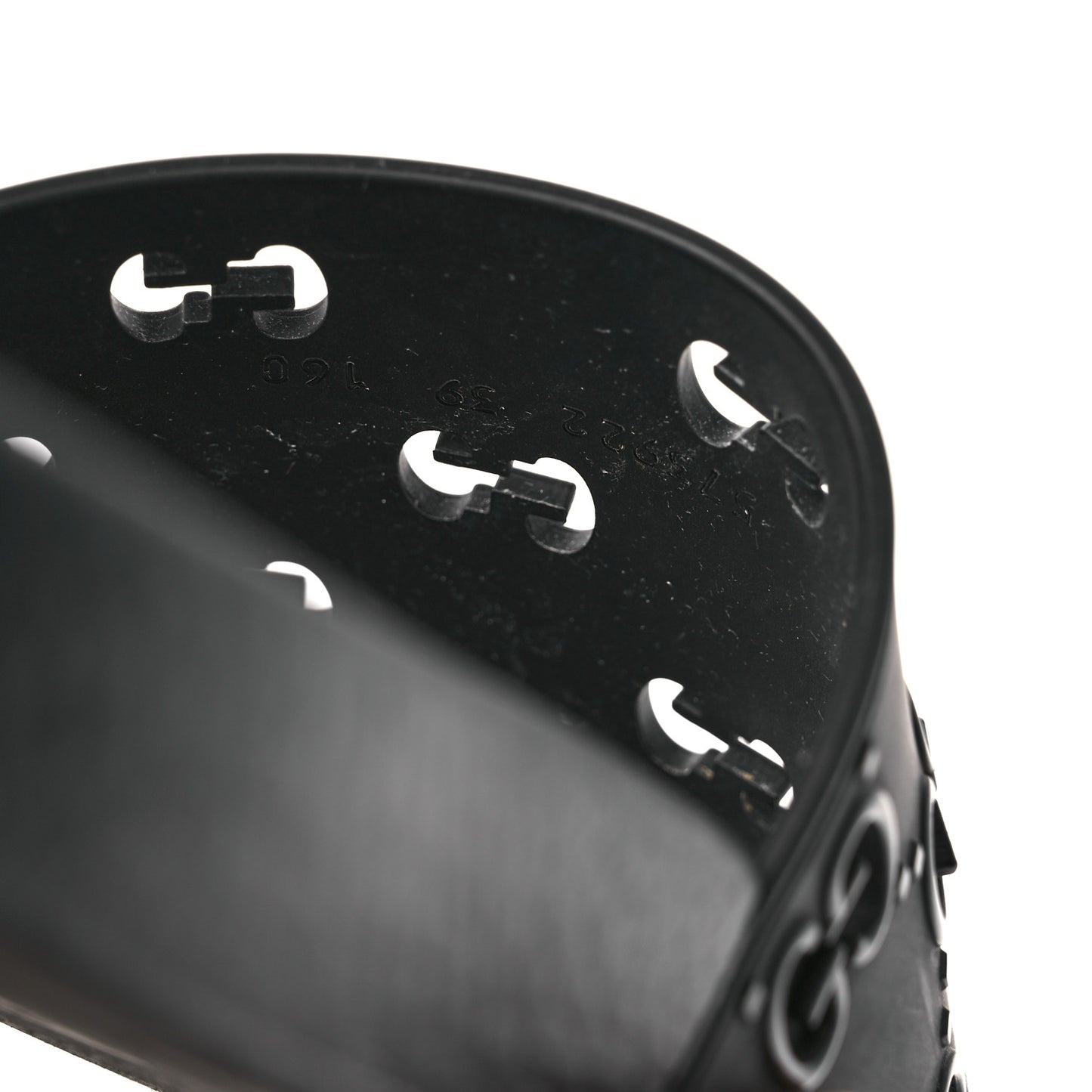 Rubber GG Monogram Perforated Womens Slide Sandals 39 Black