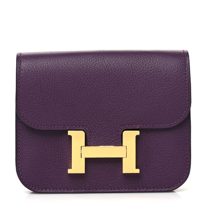 Hermes Evercolor Bi-Color Constance Slim Wallet Cassis Bleu Royale 3 of 10