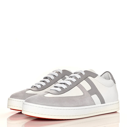 Hermes Epsom Suede Boomerang Sneakers 36.5 White Gris 3 of 10