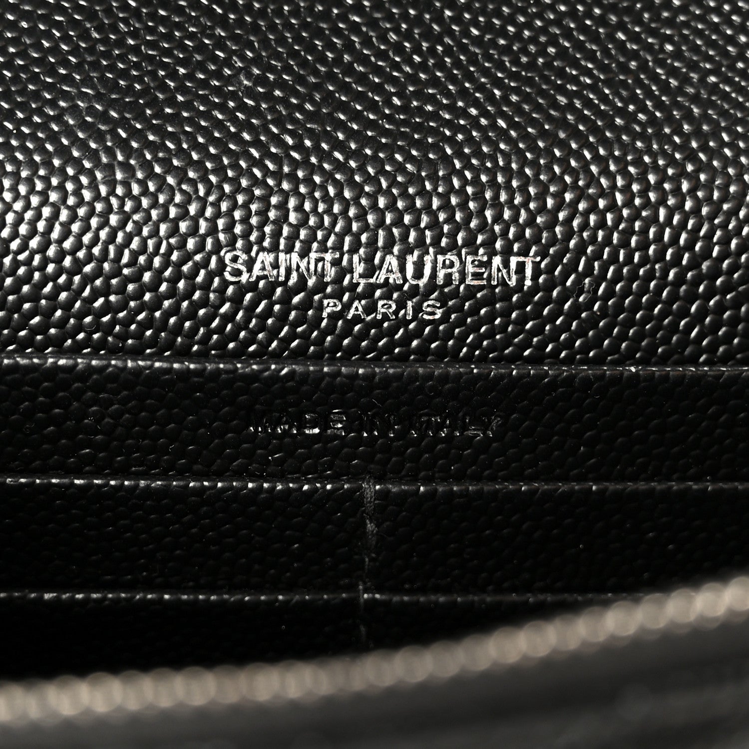 Saint Laurent Grain De Poudre Matelasse Chevron Monogram Envelope Chain Wallet Black 6 of 10