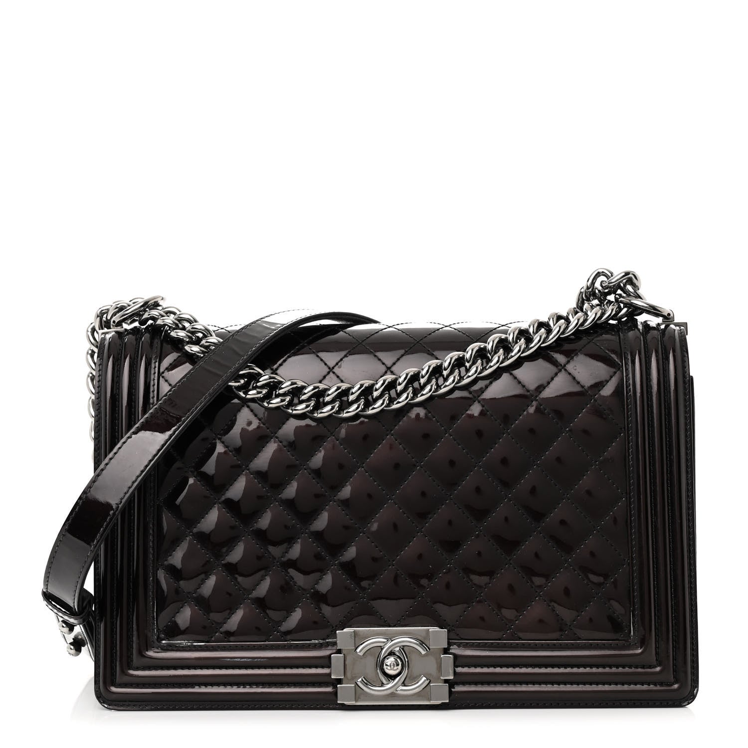 Chanel Patent Calfskin Quilted New Medium Boy Flap Black 1 of 13