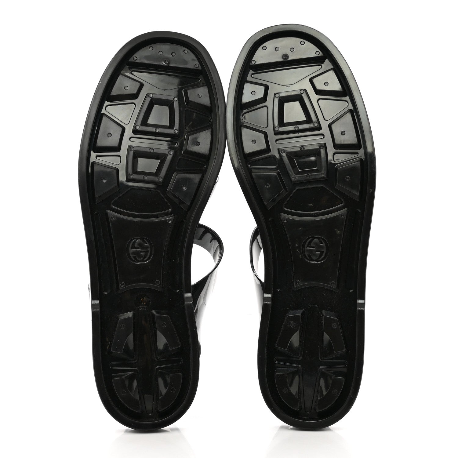 Gucci Shiny Rubber Double G Buckle Strap Sandals 10 Black 5 of 8