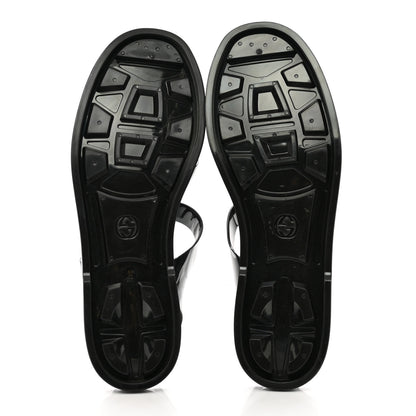 Gucci Shiny Rubber Double G Buckle Strap Sandals 10 Black 5 of 8