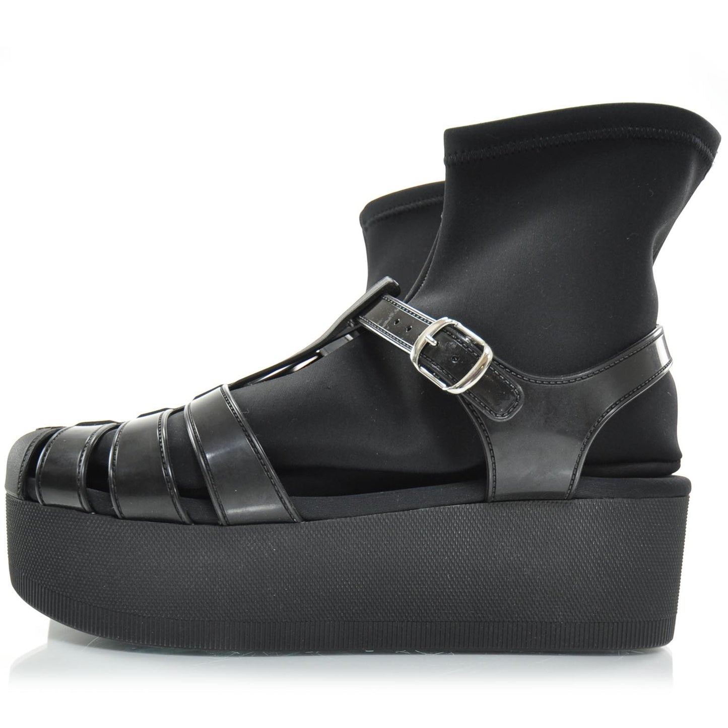 Rubber Platform Sandals 40 Black