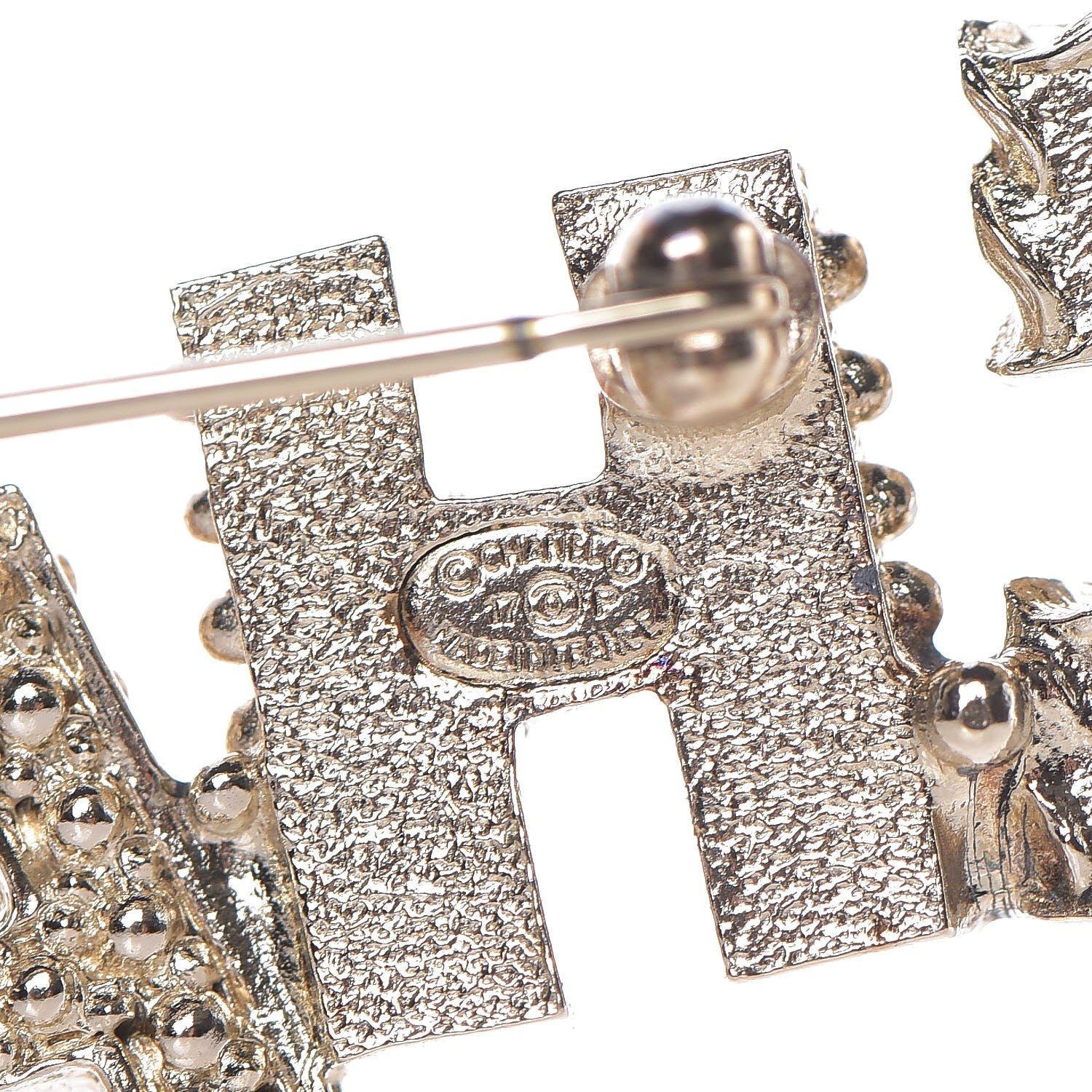 Chanel Pearl Enamel Logo Brooch Multicolor 4 of 5