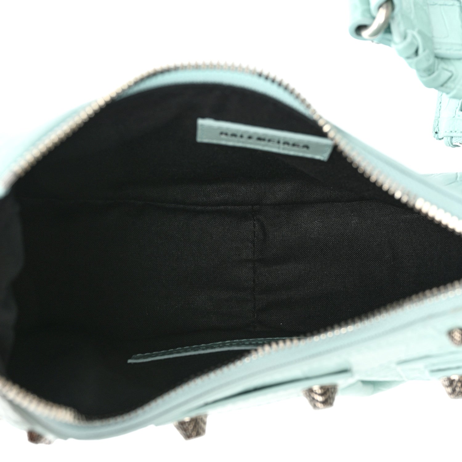 Balenciaga Extra Supple Calfskin Crocodile Embossed Le Cagole Shoulder Bag XS Green Acqua 5 of 9