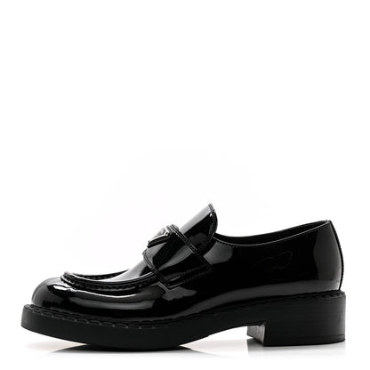 Prada Vernice Triangle 50mm Loafers 38.5 Black 1 of 10