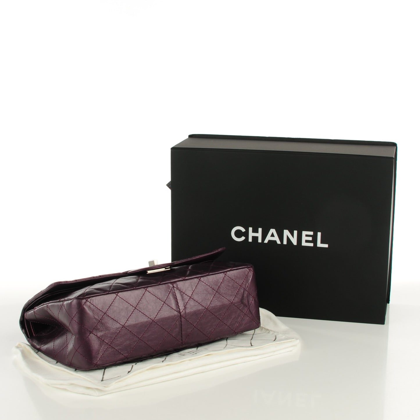 Metallic Aged Calfskin Quilted 2.55 Reissue 227 Flap Plum