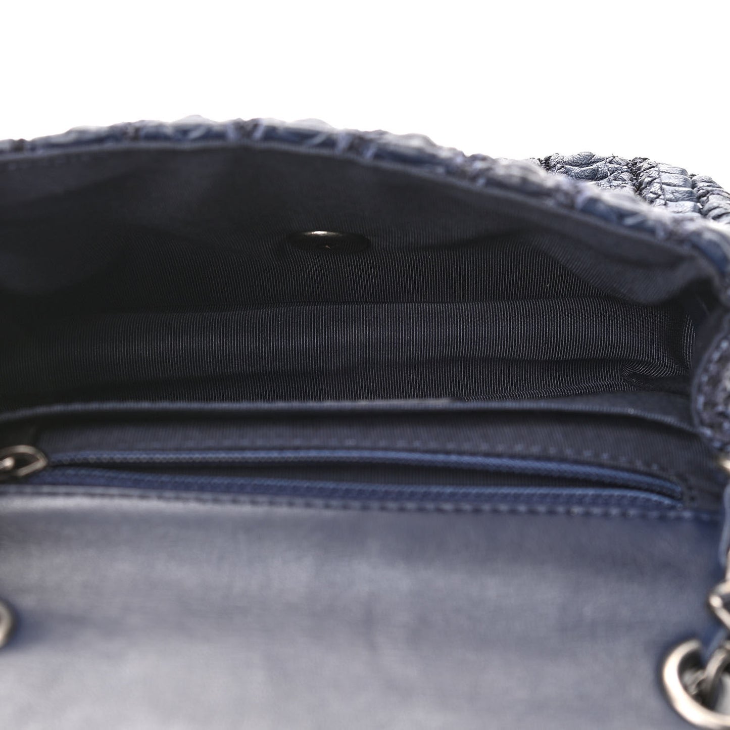 Lambskin Crochet Embroidered Small Flap Navy