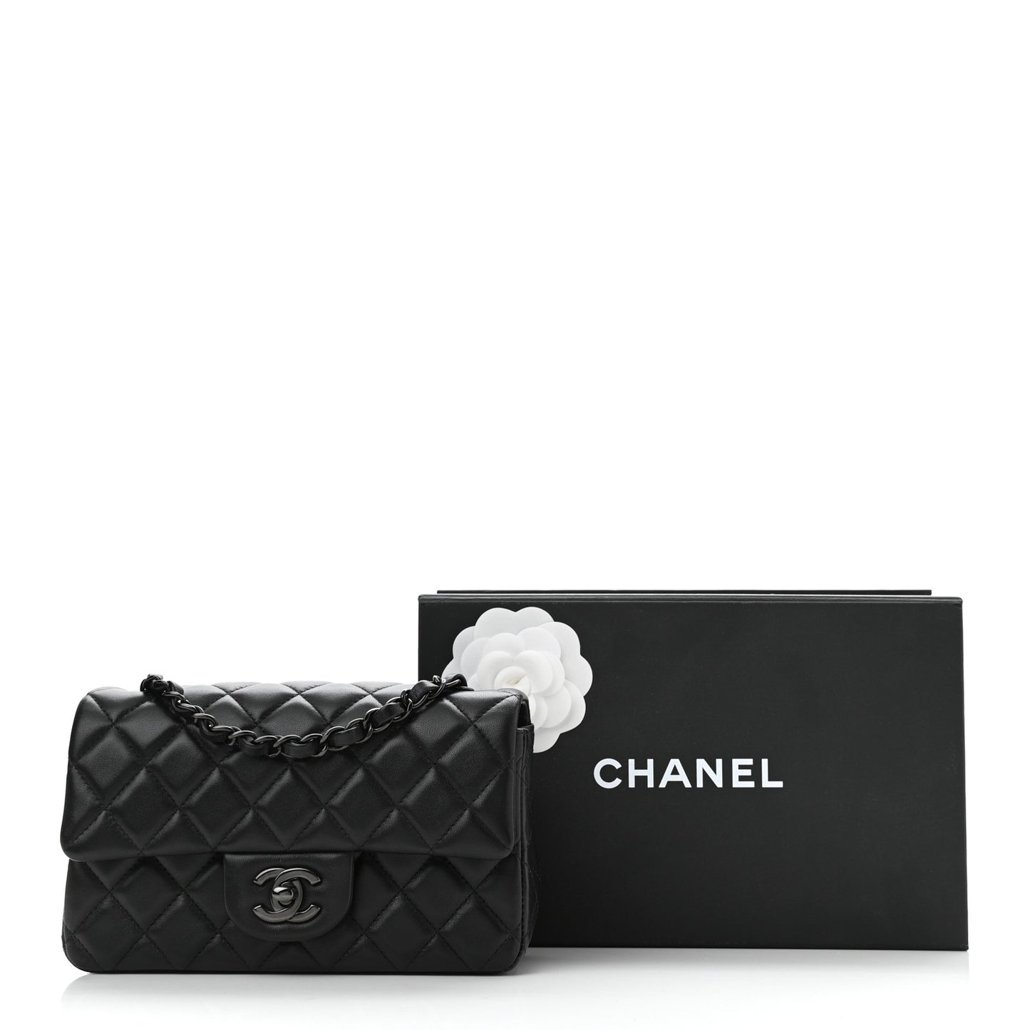 Lambskin Quilted Mini Rectangular Flap So Black