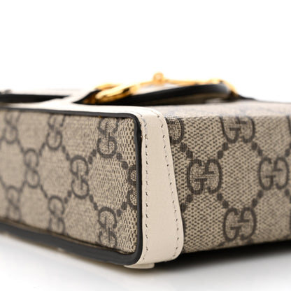 Gucci GG Supreme Monogram Azalea Calfskin Mini Horsebit 1955 Crossbody Bag Beige Ebony Mystic White 9 of 12