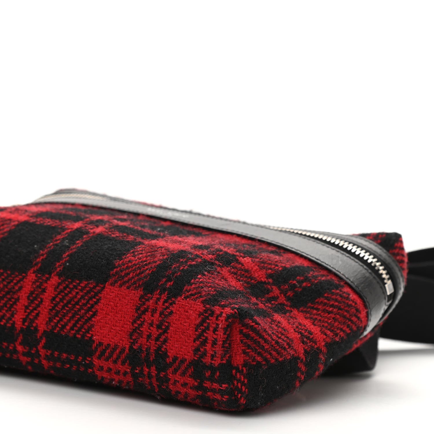 Saint Laurent Wool Tartan City Belt Bag Red Black 10 of 10