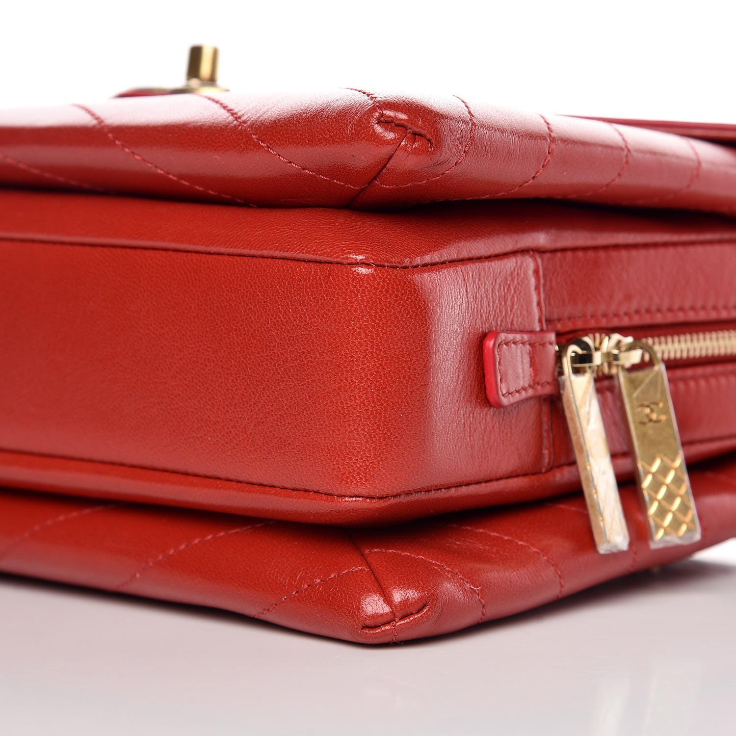 Chanel Lambskin Chevron Stitched Medium Envelope Flap Red 6 of 9