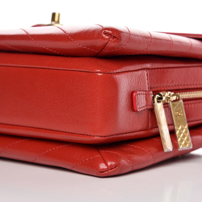 Chanel Lambskin Chevron Stitched Medium Envelope Flap Red 6 of 9