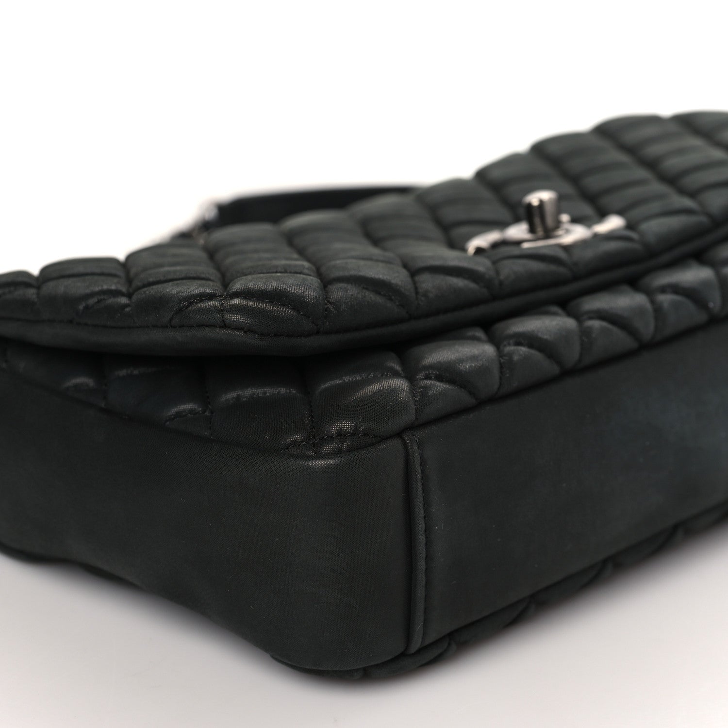 Chanel Iridescent Calfskin Small New Bubble Quilt Flap Black 7 of 9