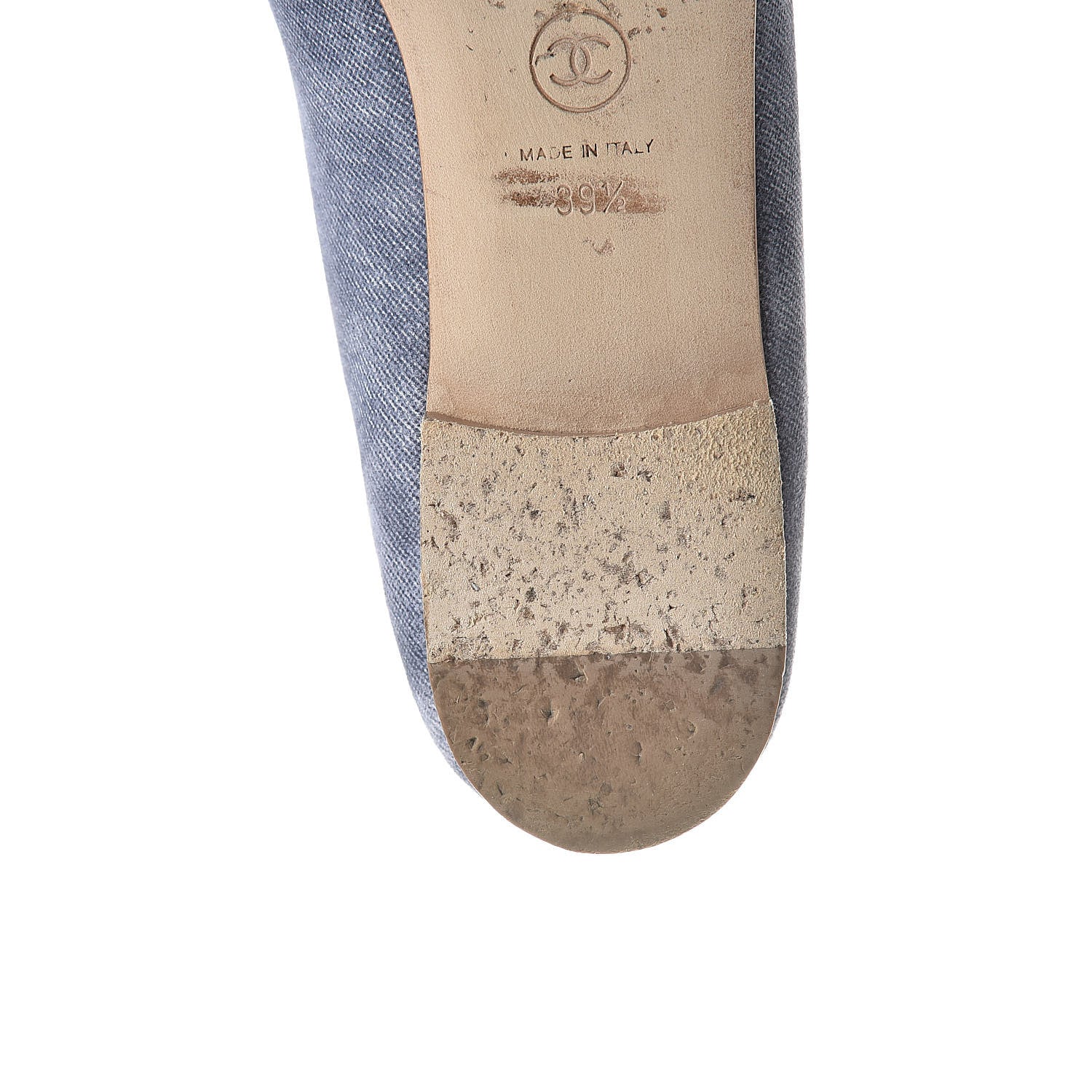 Chanel Satin Denim Goatskin CC Cap Toe Ballerina Flats 39.5 Blue 12 of 15