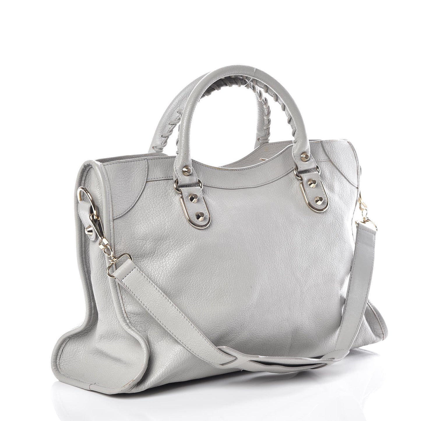 Chevre Gold Metallic Edge Hardware City Gris Perle
