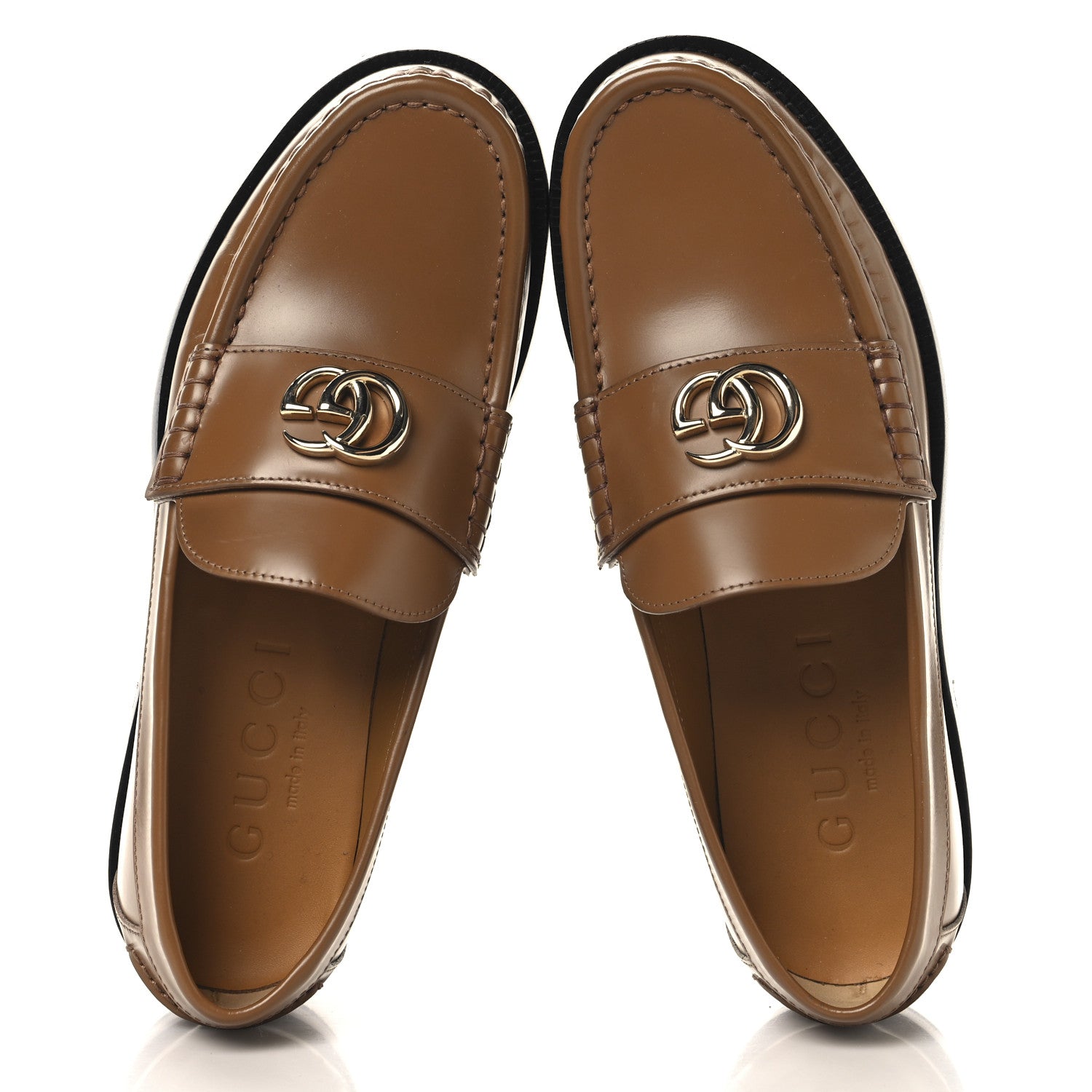 Gucci Calfskin Millennial Ribot Womens GG Loafers 37 Luminious Wood 2 of 11
