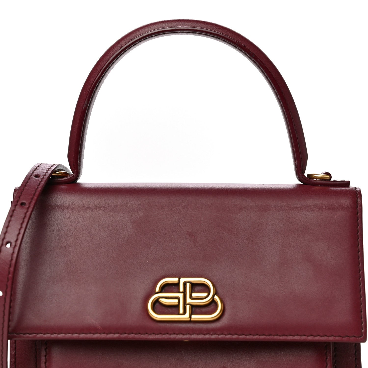 Balenciaga Box Calfskin XS Sharp Top Handle Bag Burgundy 7 of 29