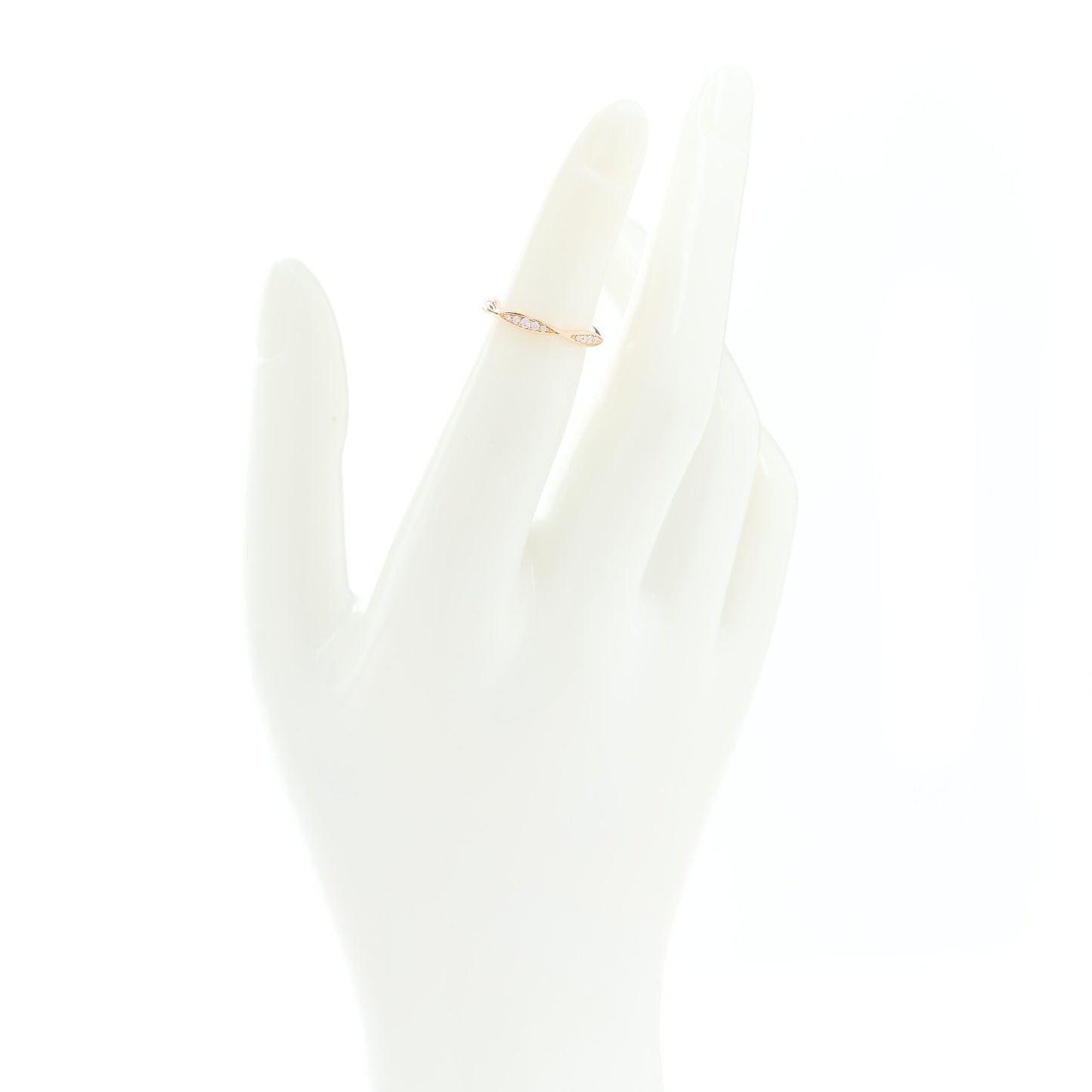 18K Rose Gold Diamond Camellia Band Ring 45 3.5