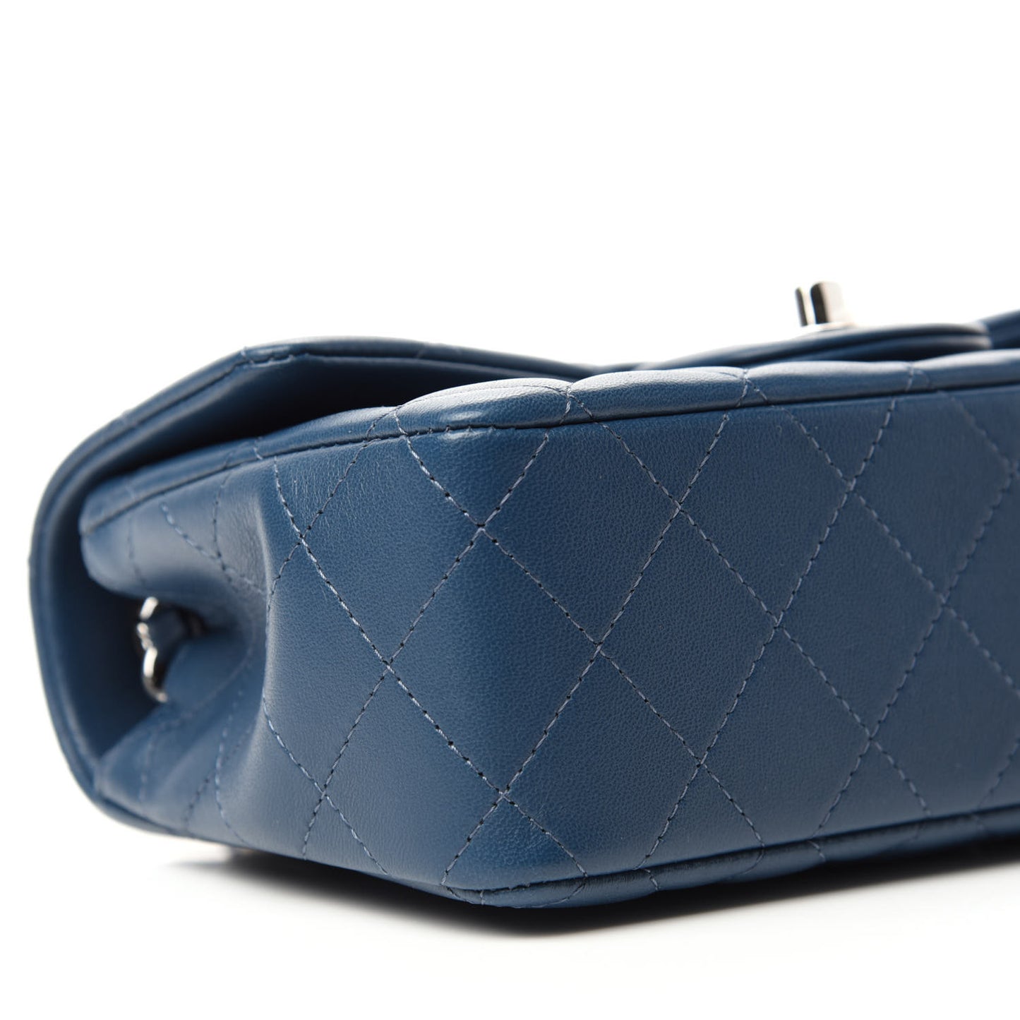 Lambskin Quilted Mini Rectangular Flap Dark Blue