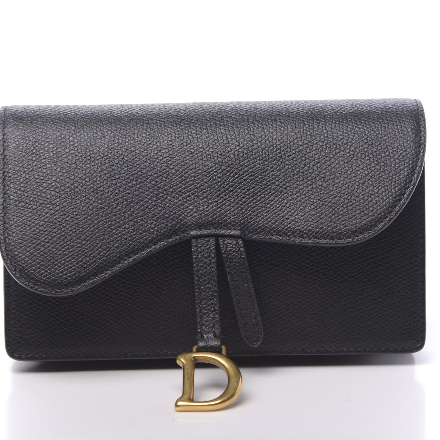Grained Calfskin Saddle Belt Bag Black
