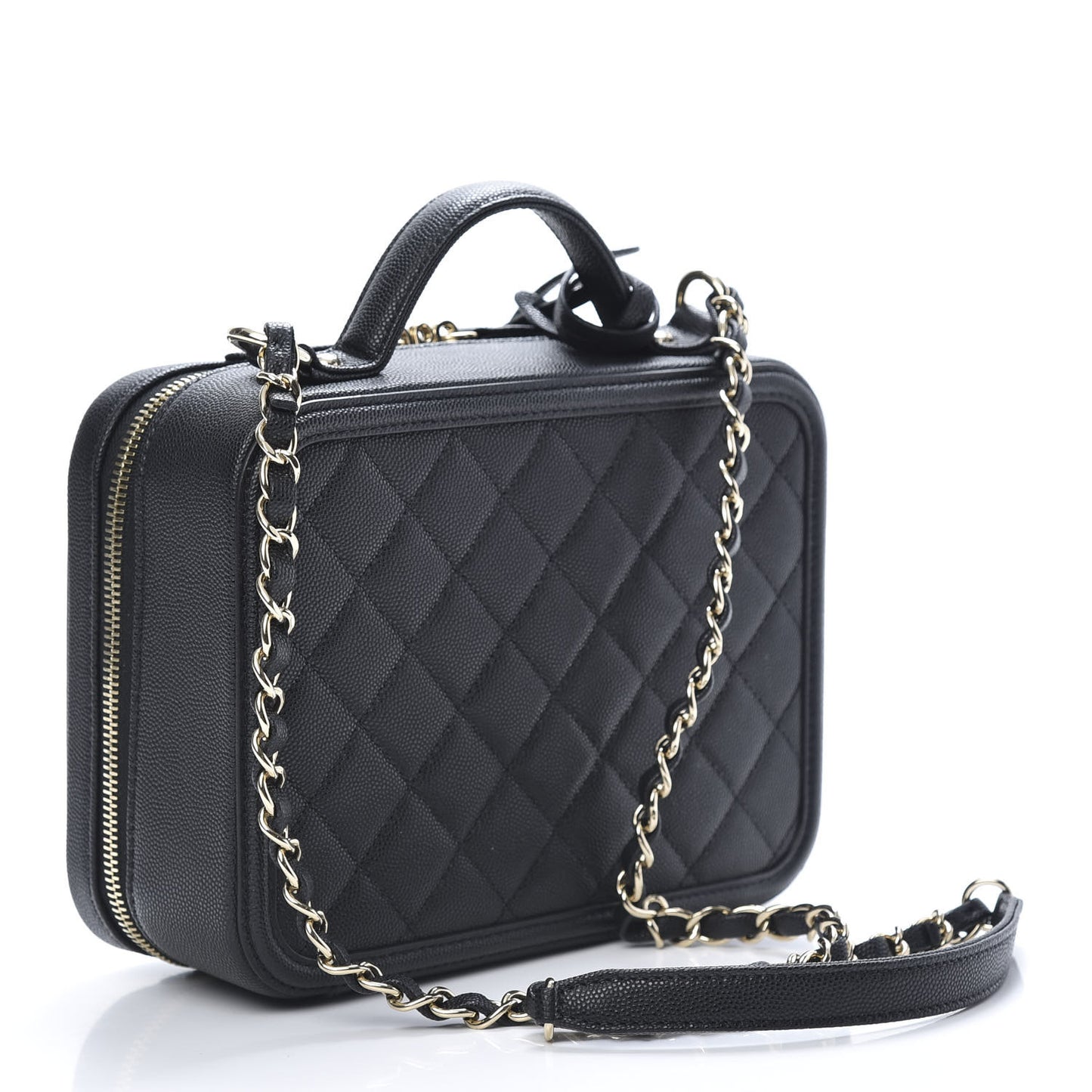 Caviar Quilted Medium CC Filigree Vanity Case Black