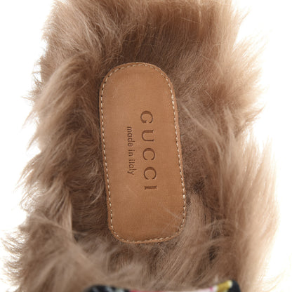 Gucci Velvet Fur Floral Womens Princetown Slippers 36 Black 6 of 8