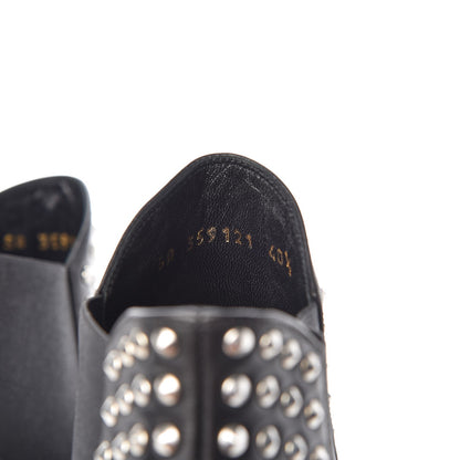 Saint Laurent Calfskin Studded Ankle Booties Black 8 of 9
