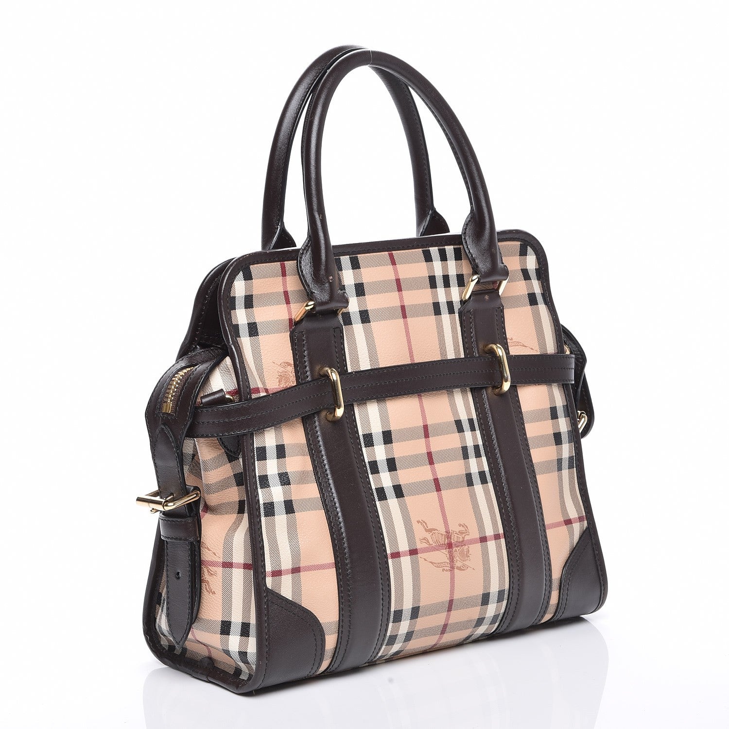 Burberry Haymarket Check Medium Golderton Tote Chocolate 3 of 8