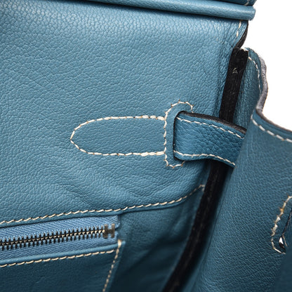 Hermes Taurillon Clemence Birkin 30 Blue Jean 9 of 35